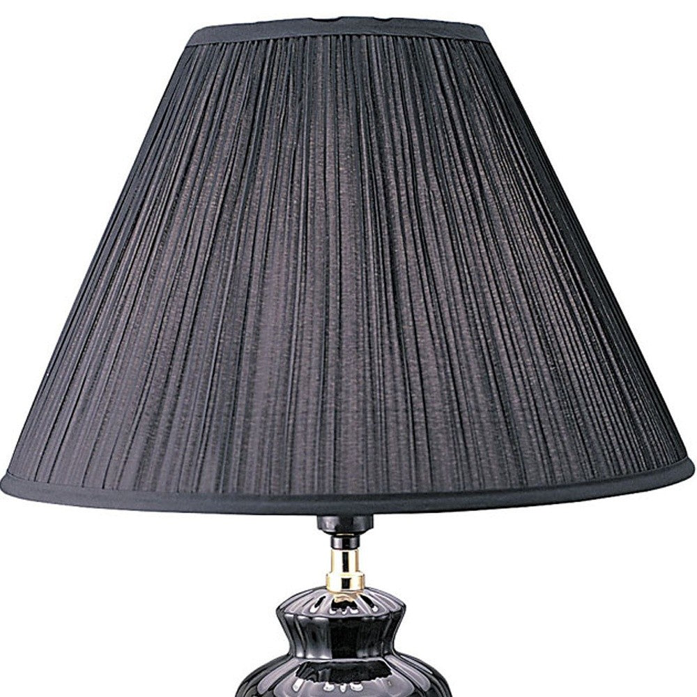 26" Gold Bedside Table Lamp With Black Empire Shade