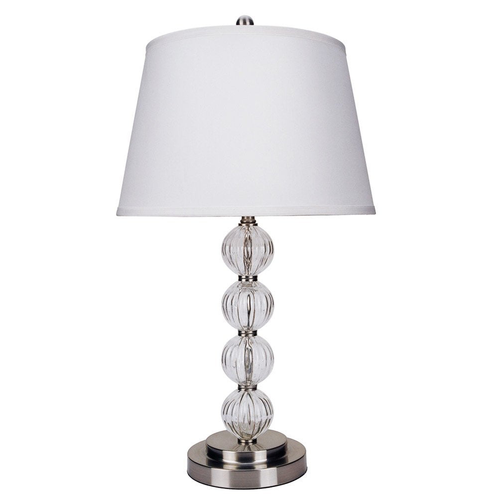 29" Silver Metal Table Lamp With White Classic Empire Shade HomeRoots