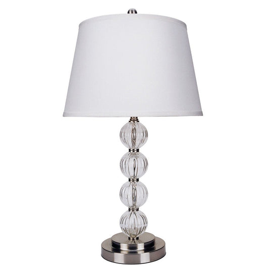 29" Silver Metal Table Lamp With White Classic Empire Shade HomeRoots