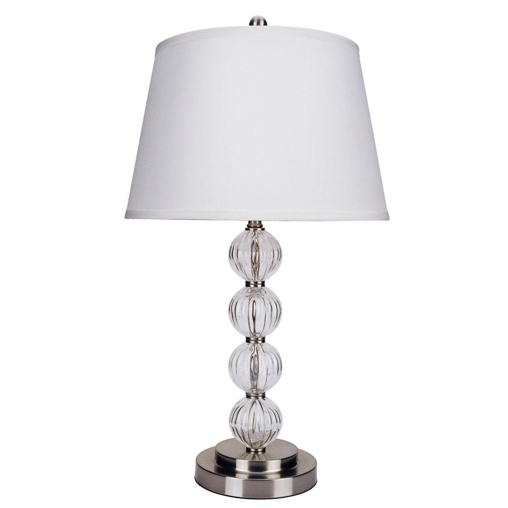 29" Silver Metal Table Lamp With White Classic Empire Shade — view 2
