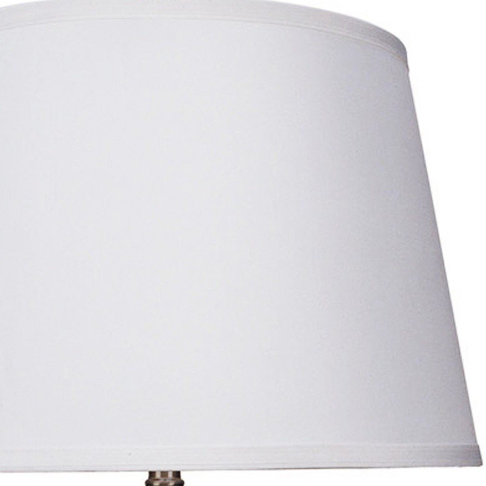 29" Silver Metal Table Lamp With White Classic Empire Shade — view 3