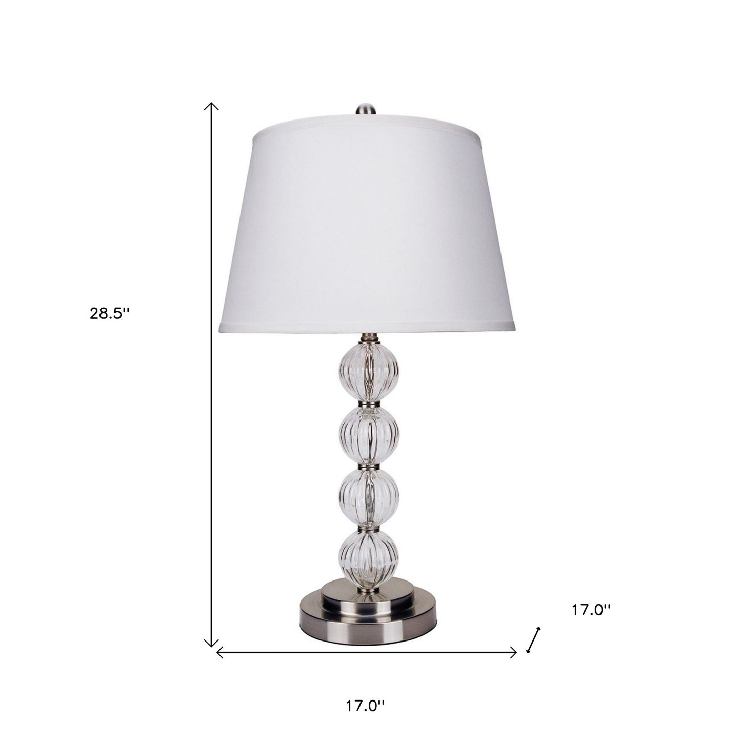 29" Silver Metal Table Lamp With White Classic Empire Shade