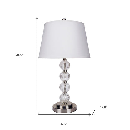 29" Silver Metal Table Lamp With White Classic Empire Shade