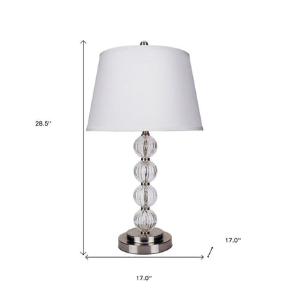 29" Silver Metal Table Lamp With White Classic Empire Shade HomeRoots
