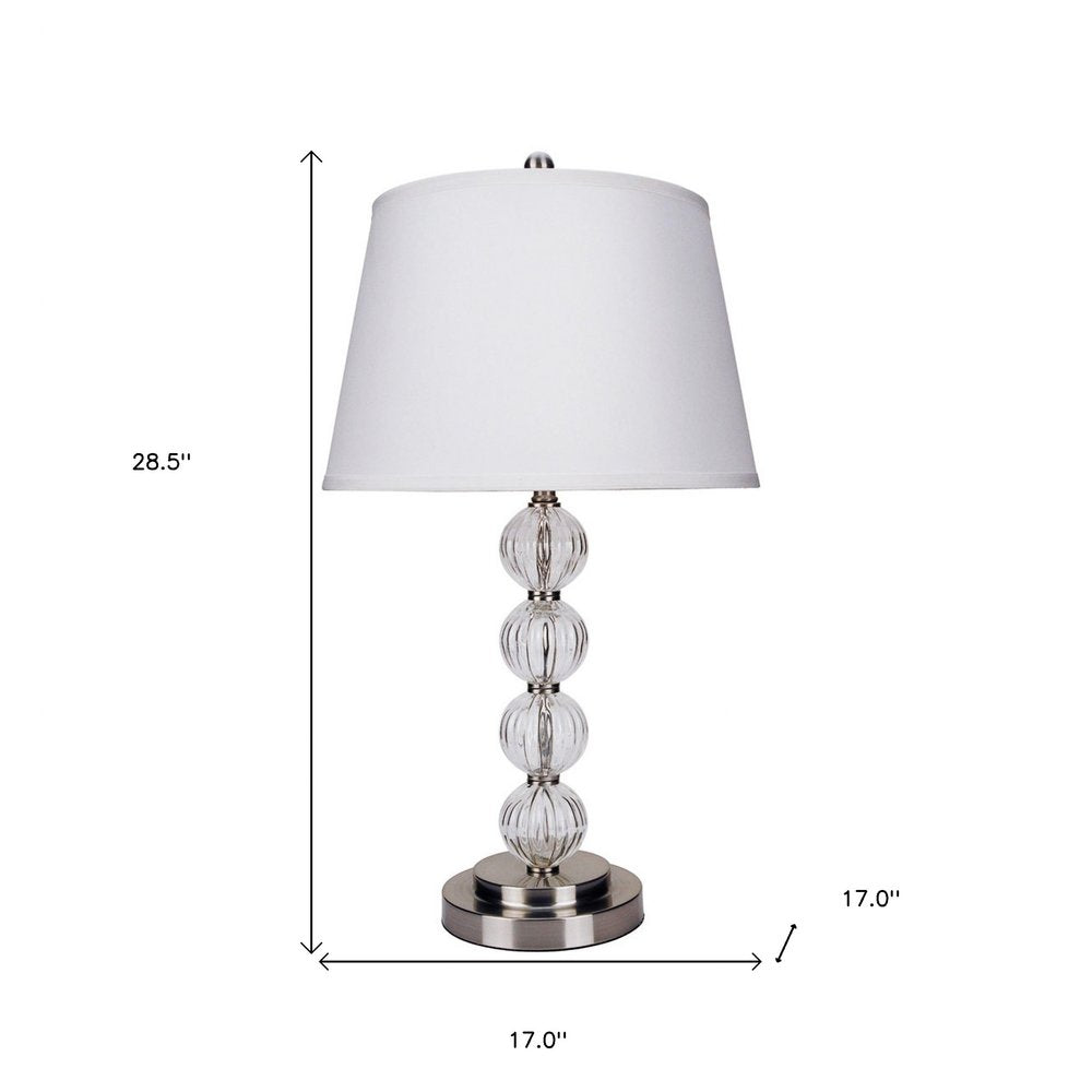 29" Silver Metal Table Lamp With White Classic Empire Shade — view 5