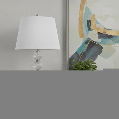 29" Silver Metal Table Lamp With White Classic Empire Shade HomeRoots