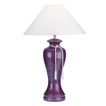 35" Red Burgundy Glaze Ceramic Urn Table Lamp With White Classic Empire Shade HomeRoots