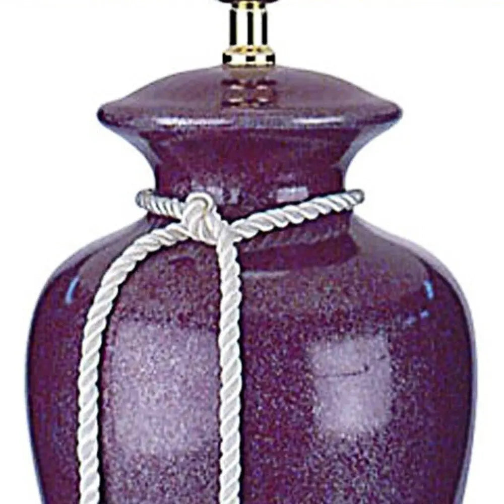 35" Red Burgundy Glaze Ceramic Urn Table Lamp With White Classic Empire Shade HomeRoots