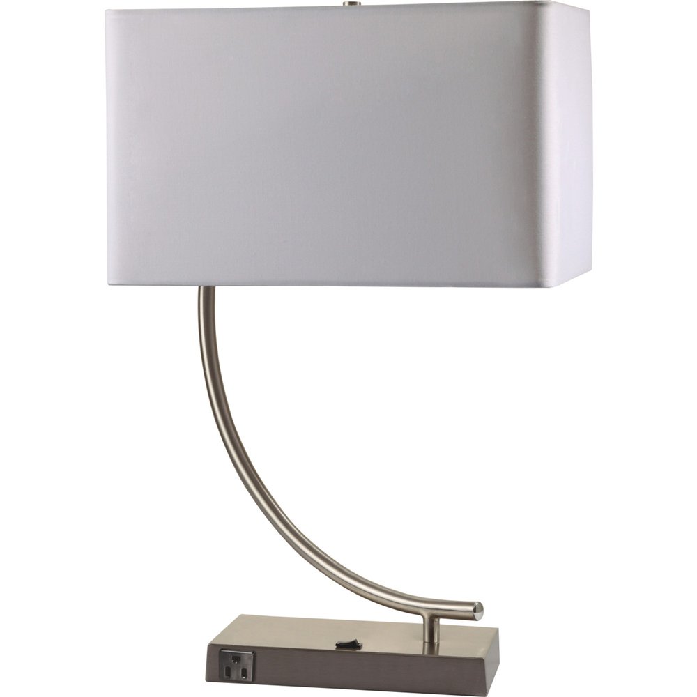 23" Silver Curved Table Lamp With White Rectangle Shade — view 2