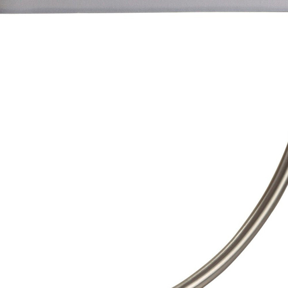 23" Silver Curved Table Lamp With White Rectangle Shade HomeRoots