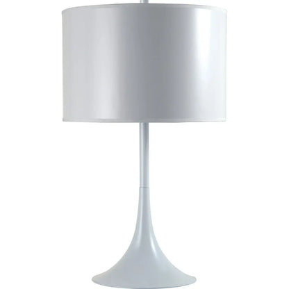 25" White Metal Table Lamp With White Classic Drum Shade HomeRoots