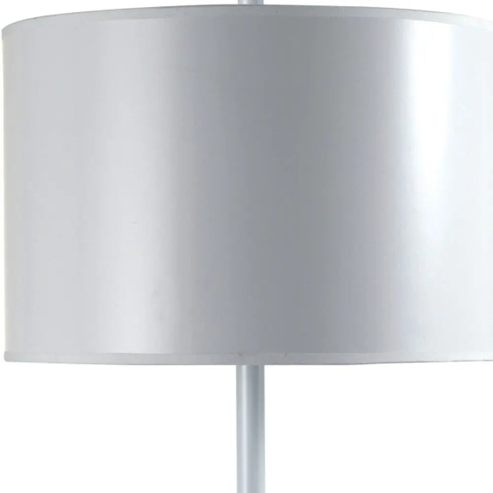 25" White Metal Table Lamp With White Classic Drum Shade HomeRoots