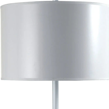 25" White Metal Table Lamp With White Classic Drum Shade HomeRoots