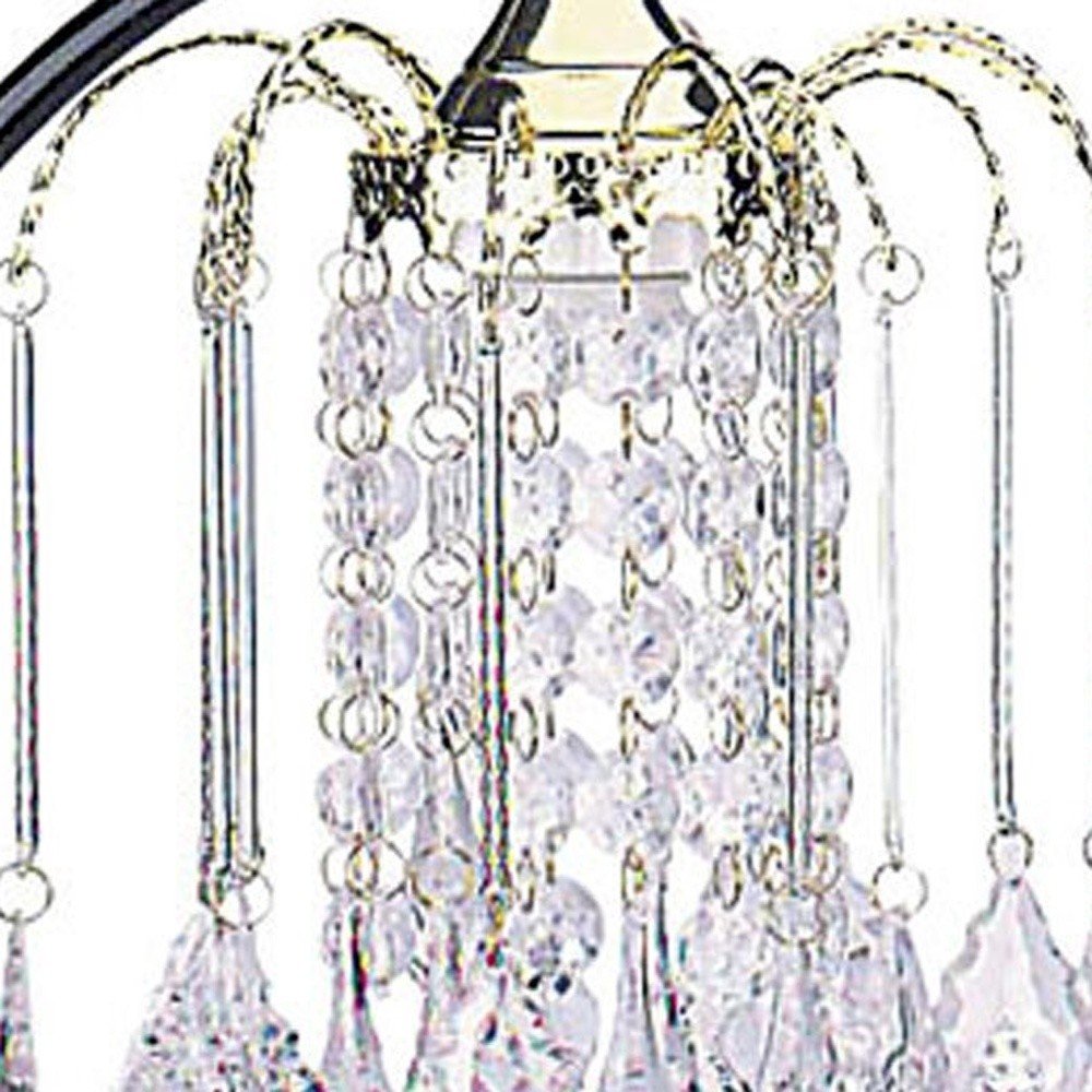 27" Black and Gold Metal Faux Crystal Chandelier Table Lamp — view 4
