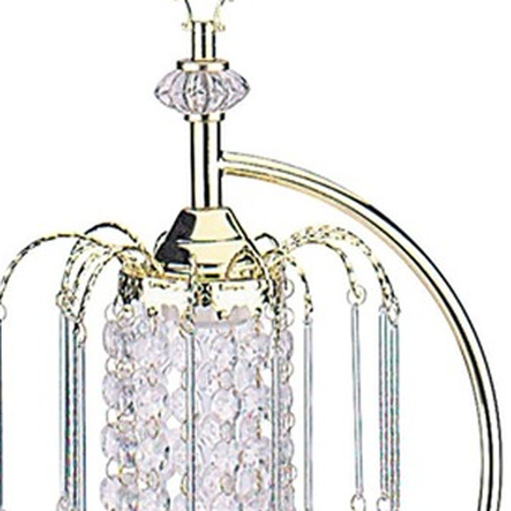 27" Gold Metal Chandelier Faux Crystal Table Lamp HomeRoots