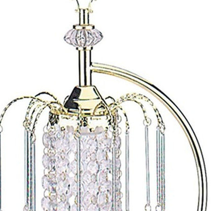27" Gold Metal Chandelier Faux Crystal Table Lamp HomeRoots