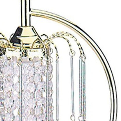 27" Gold Metal Chandelier Faux Crystal Table Lamp HomeRoots