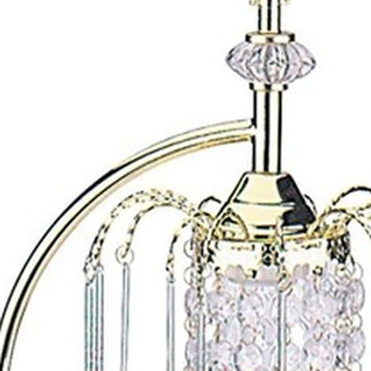 27" Gold Metal Chandelier Faux Crystal Table Lamp HomeRoots
