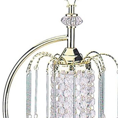 27" Gold Metal Chandelier Faux Crystal Table Lamp HomeRoots