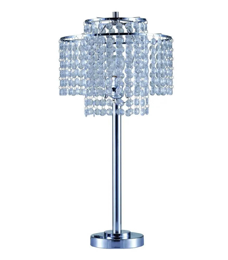 26" Silver Glam Two Tier Chandelier USB Table Lamp HomeRoots