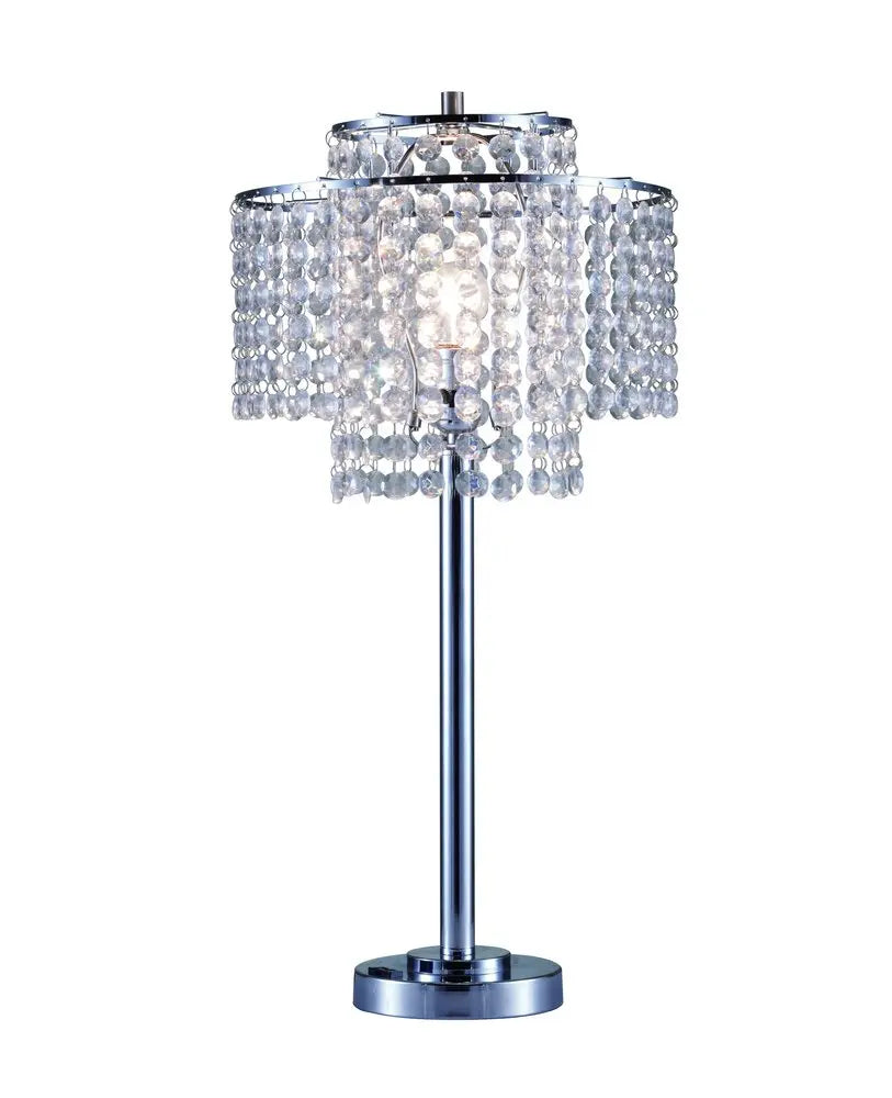 26" Silver Glam Two Tier Chandelier USB Table Lamp HomeRoots