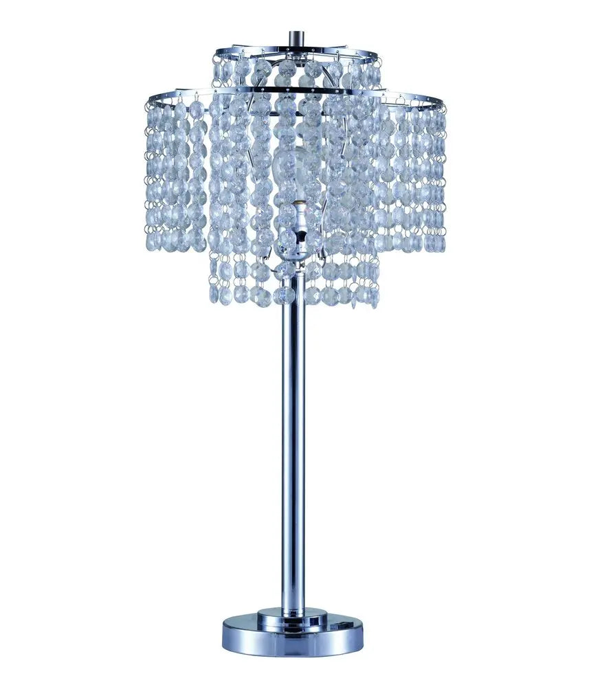 26" Silver Glam Two Tier Chandelier USB Table Lamp HomeRoots
