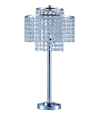 26" Silver Glam Two Tier Chandelier USB Table Lamp HomeRoots