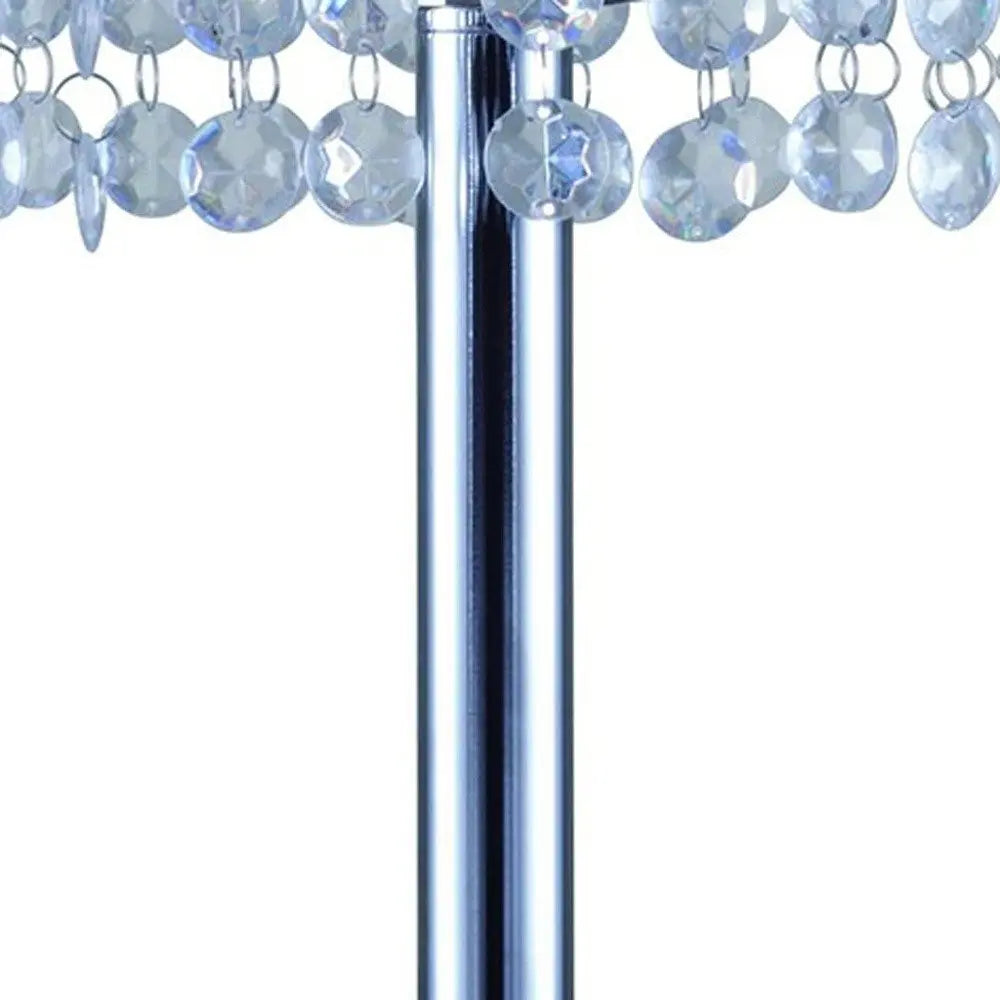 26" Silver Glam Two Tier Chandelier USB Table Lamp HomeRoots