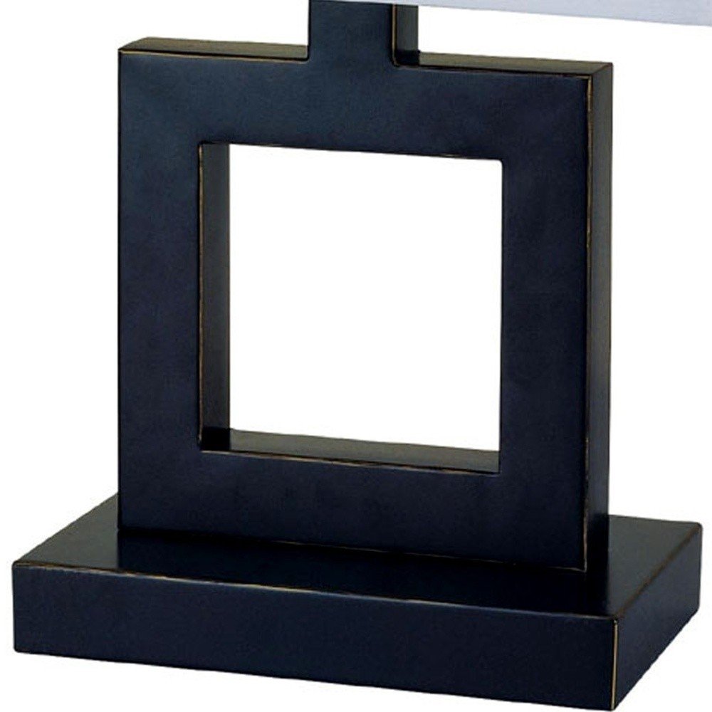 22" Bronze Open Square Table Lamp With White Rectangle Shade HomeRoots