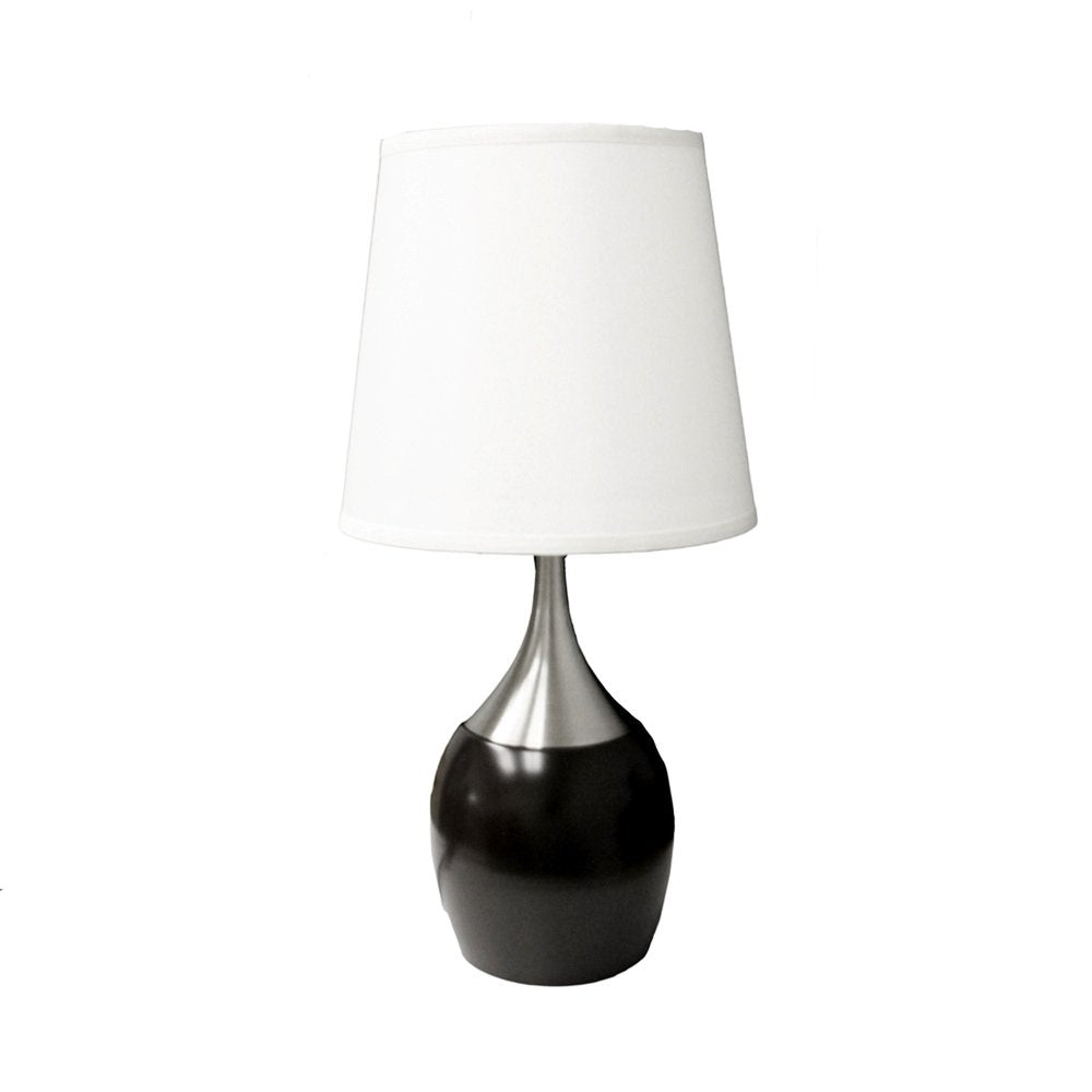 25" Black and Silver Gourd Table Lamp With White Tapered Drum Shade — view 1