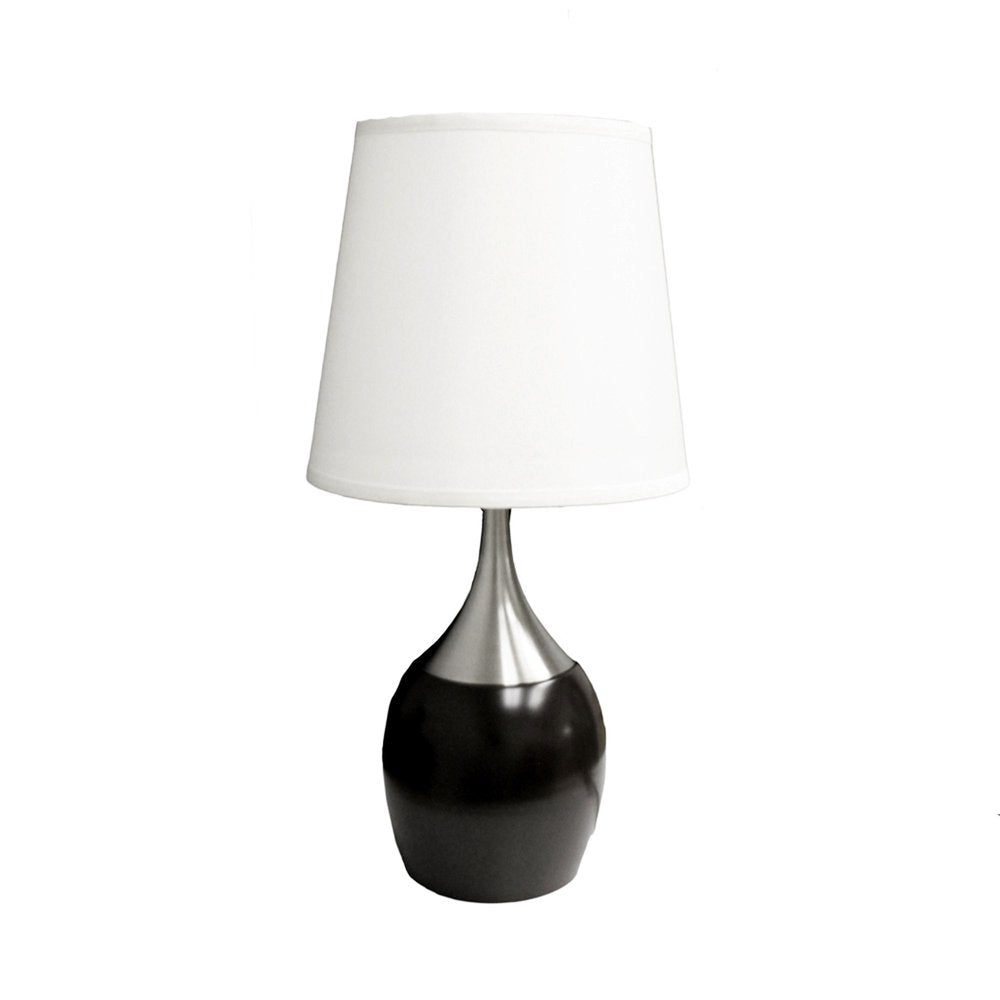 25" Black and Silver Gourd Table Lamp With White Tapered Drum Shade HomeRoots