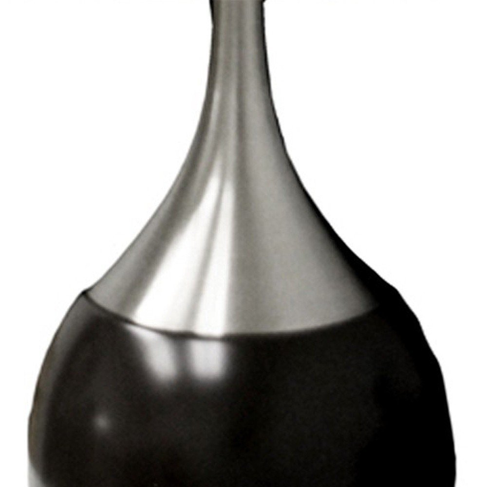 25" Black and Silver Gourd Table Lamp With White Tapered Drum Shade HomeRoots