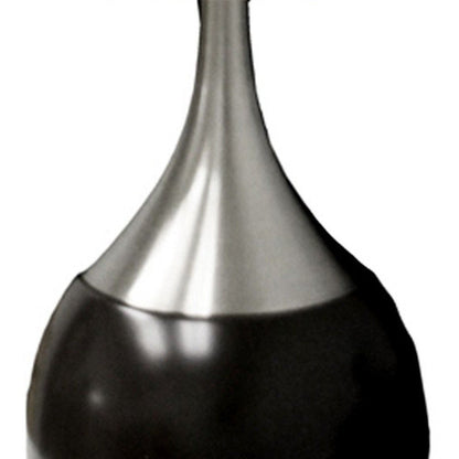 25" Black and Silver Gourd Table Lamp With White Tapered Drum Shade HomeRoots