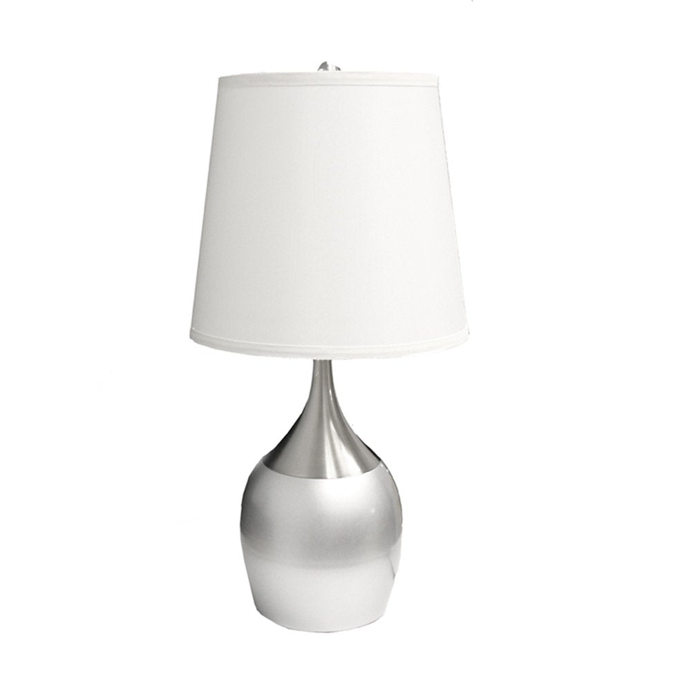 25" Silver Metal Gourd Table Lamp With White Tapered Drum Shade HomeRoots