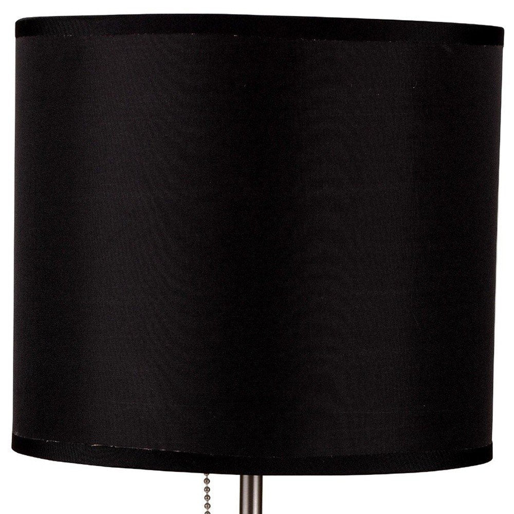 16" Silver Metal Candlestick Table Lamp With Black Classic Drum Shade — view 3