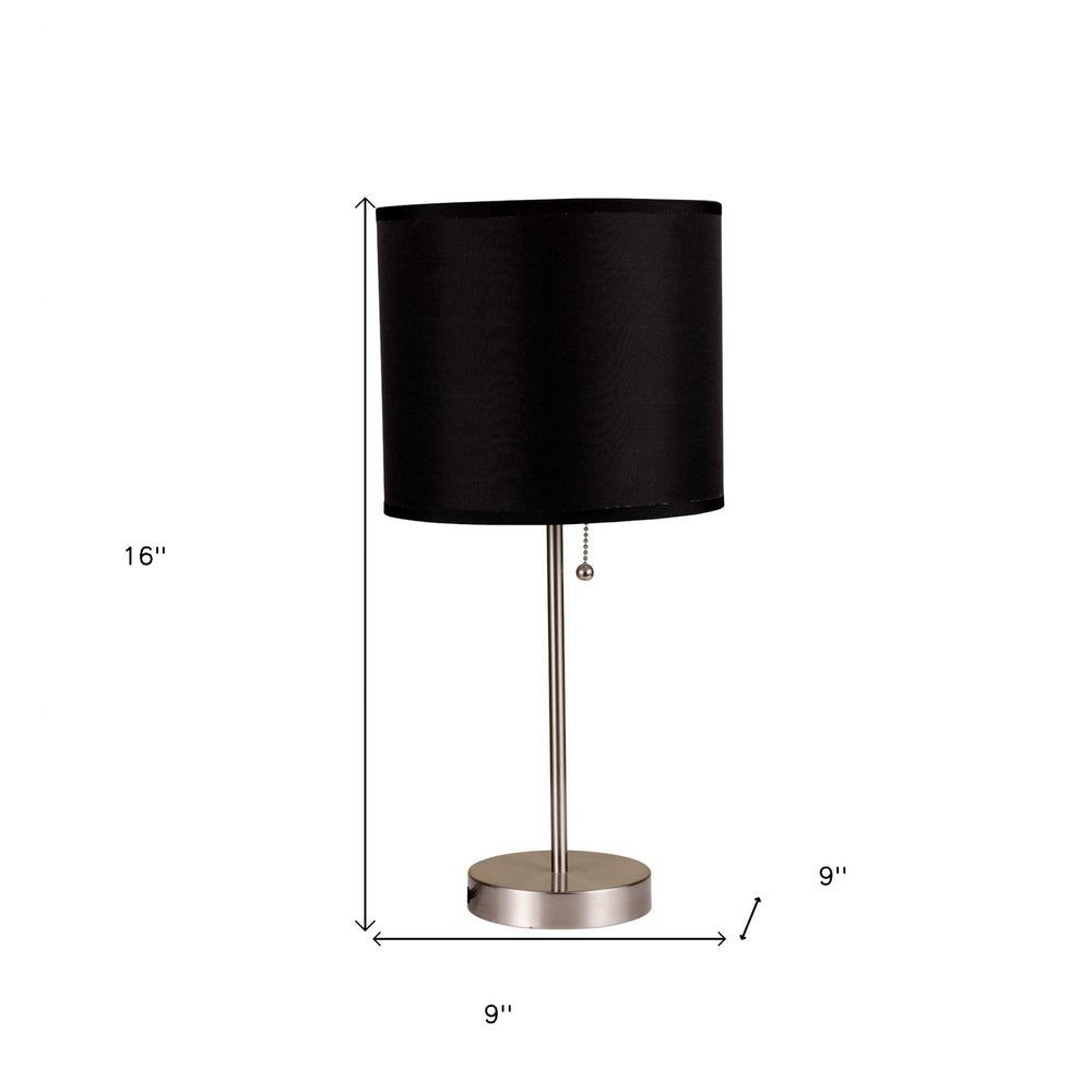 16" Silver Metal Candlestick Table Lamp With Black Classic Drum Shade — view 5