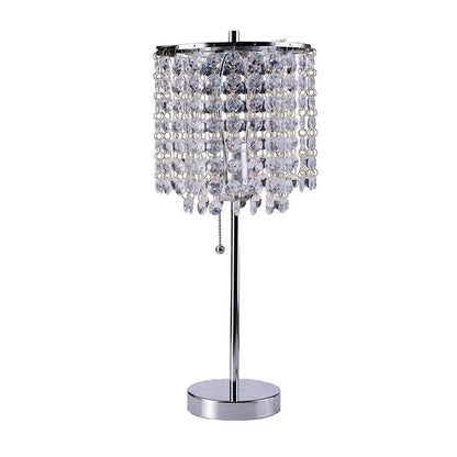 20" Silver Metal Bedside Table Lamp With Clear Drum Shade HomeRoots