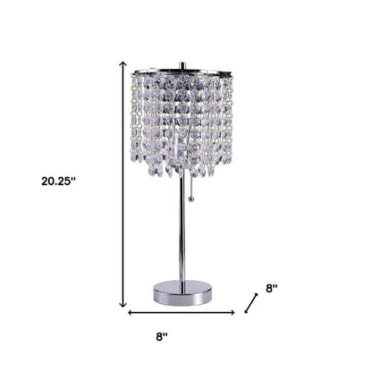 20" Silver Metal Bedside Table Lamp With Clear Drum Shade HomeRoots