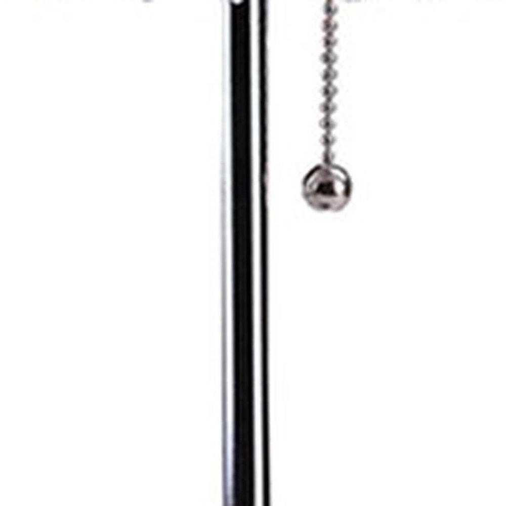 20" Silver Metal Bedside Table Lamp With Clear Drum Shade — view 4