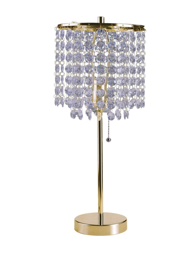 20" Gold Metal Bedside Table Lamp With Clear Drum Shade HomeRoots