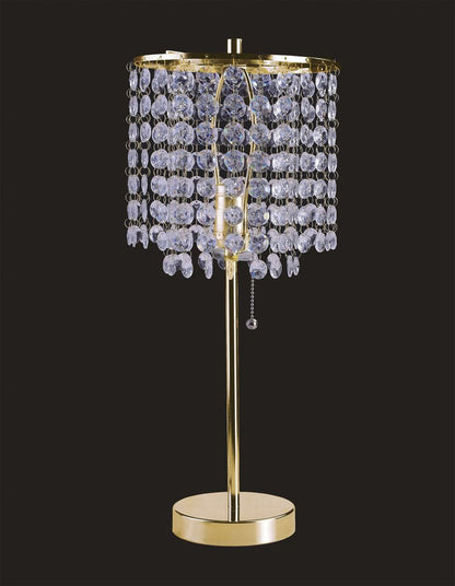 20" Gold Metal Bedside Table Lamp With Clear Drum Shade HomeRoots