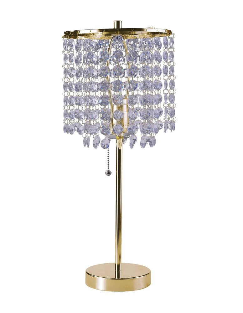 20" Gold Metal Bedside Table Lamp With Clear Drum Shade HomeRoots