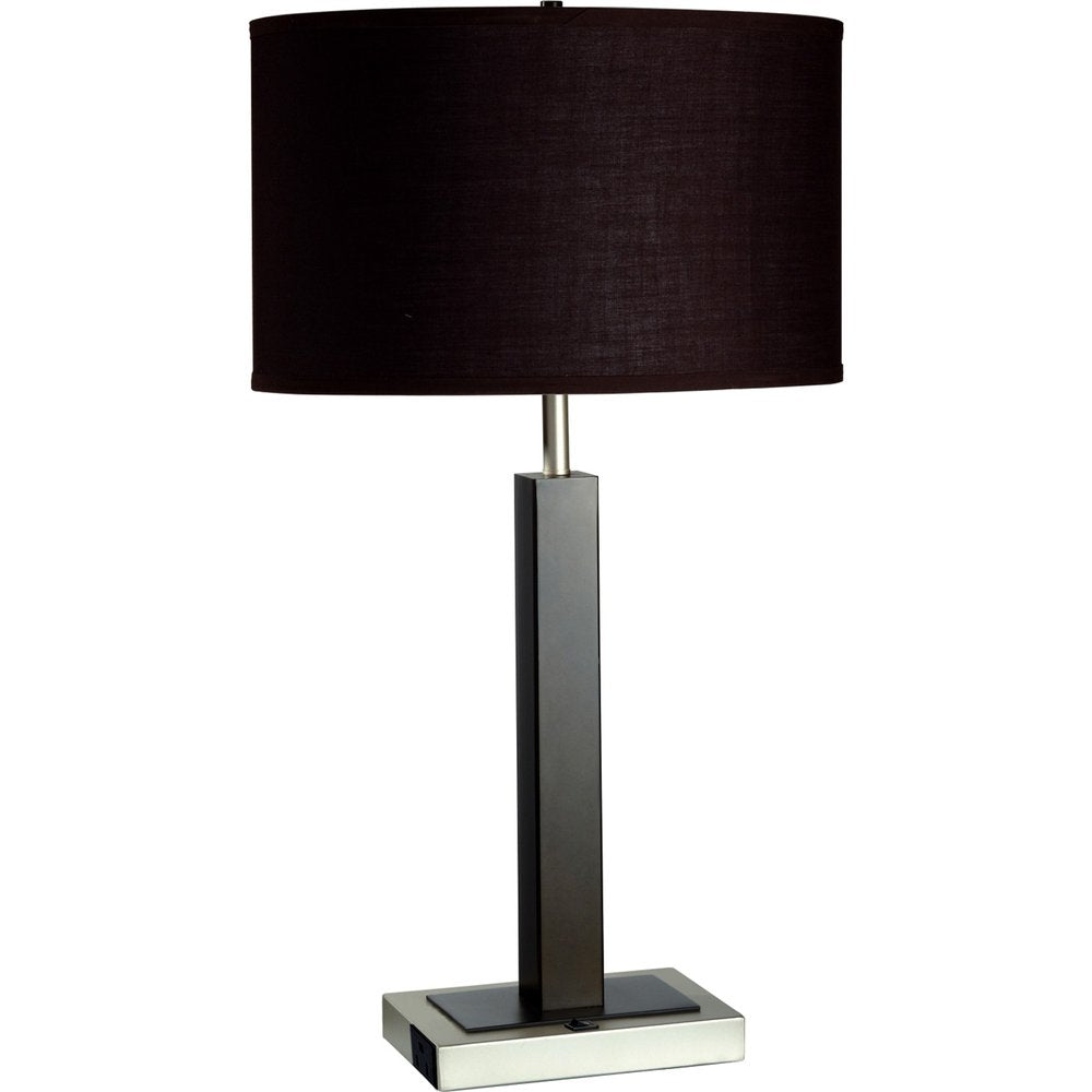 30" Black Polyresin Table Lamp With Brown Classic Drum Shade — view 2