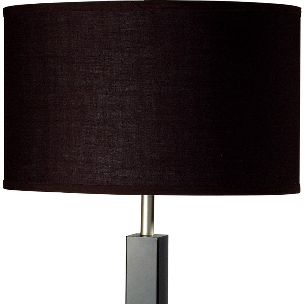 30" Black Polyresin Table Lamp With Brown Classic Drum Shade — view 3