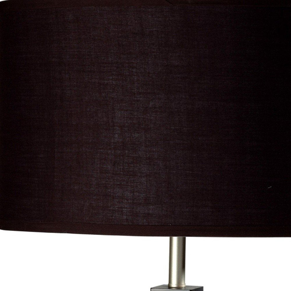 30" Black Polyresin Table Lamp With Brown Classic Drum Shade — view 4