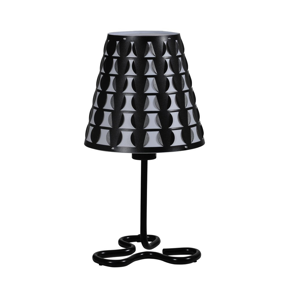 16" Black Bedside Table Lamp With Black And White Polka Dots Empire Shade HomeRoots