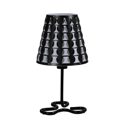 16" Black Bedside Table Lamp With Black And White Polka Dots Empire Shade HomeRoots