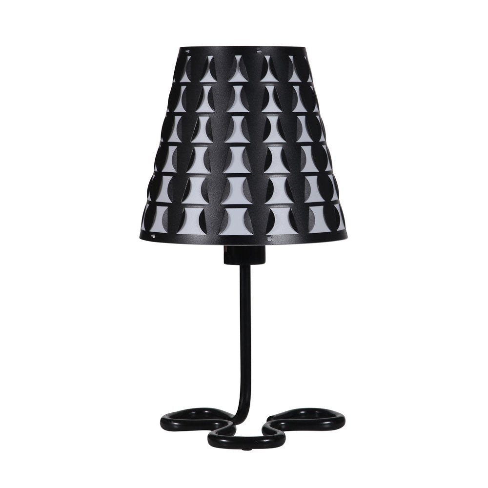 16" Black Bedside Table Lamp With Black And White Polka Dots Empire Shade HomeRoots