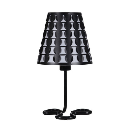 16" Black Bedside Table Lamp With Black And White Polka Dots Empire Shade HomeRoots