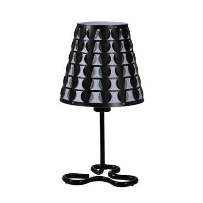 16" Black Bedside Table Lamp With Black And White Polka Dots Empire Shade HomeRoots
